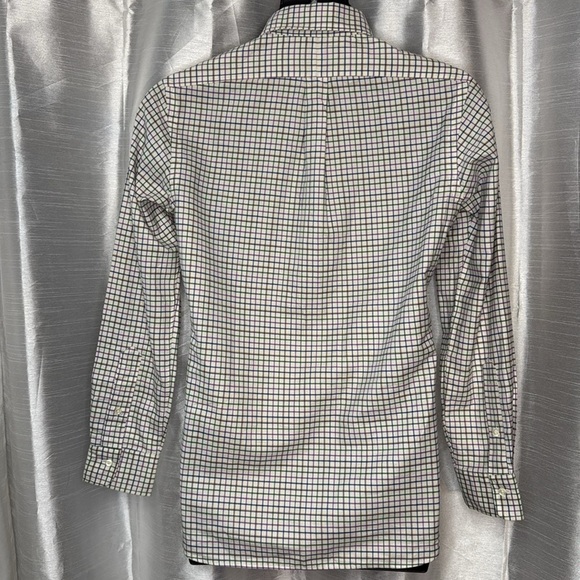 Ralph Lauren Men’s Small Ivory Checkered Long Sleeve Cotton Button Down Shirt - Picture 4 of 9